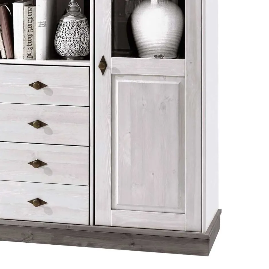 Wohnen Wohnzimmer Highboard Mirandesca in Grau Weiß