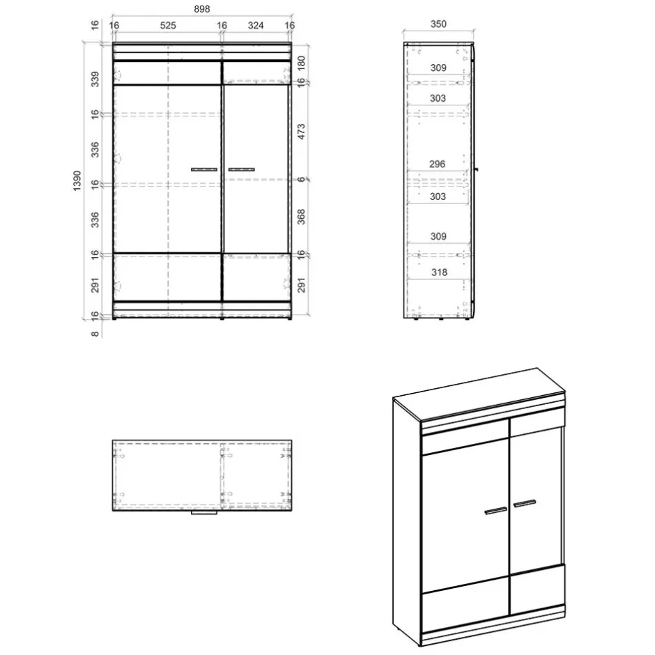 Wohnen Wohnzimmer Highboard mit Glas Einsatz - Lioscas