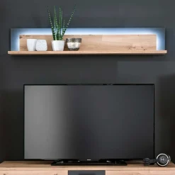 Wohnen Wohnzimmer Hängeboard in Eichefarben & Grau - Vecenda