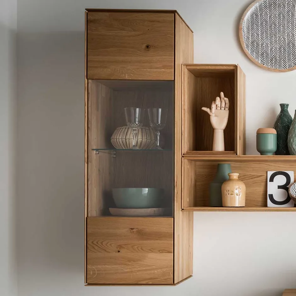 Wohnen Wohnzimmer Hängeschrank mit Glas - Sinta