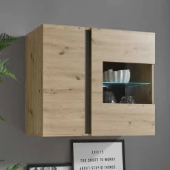 Wohnen Wohnzimmer Hängeschrank mit Glas Einsatz 2-türig - Lairian