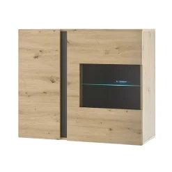 Wohnen Wohnzimmer Hängeschrank mit Glas Einsatz 2-türig - Lairian