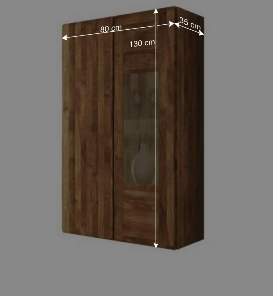 Wohnen Wohnzimmer Hängevitrine Vaskov aus Wildeiche Massivholz