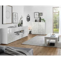 Wohnzimmer Möbel in Weiß glänzend - Vovasoma (dreiteilig)^Wohnen Hot