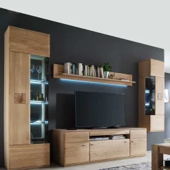 Wohnzimmer Möbel Kombi Pontros in Eiche Bianco (vierteilig)^Wohnen Sale