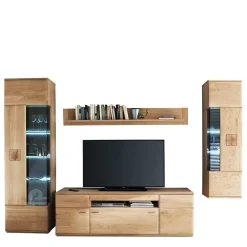 Wohnzimmer Möbel Kombi Pontros in Eiche Bianco (vierteilig)^Wohnen Sale