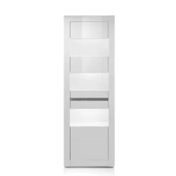 Wohnen Wohnzimmer Möbel Programm in Hochglanz Weiß Mextra mit Beton Dekpr (vierteilig)