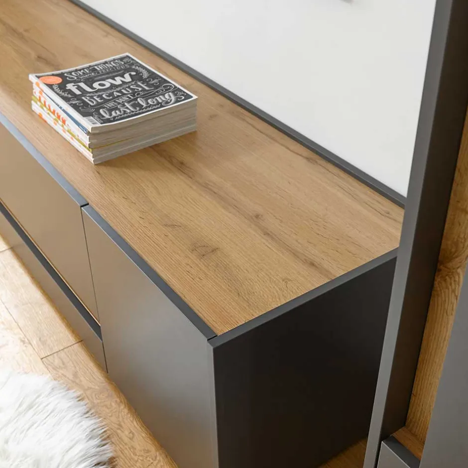 Wohnen Wohnzimmer Möbel Wohnwand günstig - Ahilav (vierteilig)