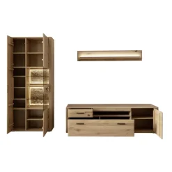 Wohnen Wohnzimmer Möbelset in Asteiche Hell - Jevedaz (dreiteilig)