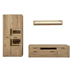 Wohnen Wohnzimmer Möbelset in Asteiche Hell - Jevedaz (dreiteilig)