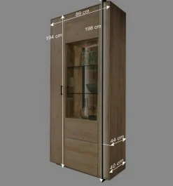 Wohnzimmer Schrank aus Asteiche Massivholz & Glas - Clenza^Wohnen Sale