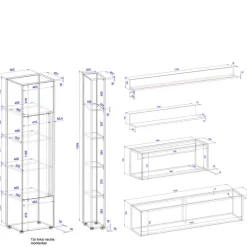 Wohnzimmer Schrank Kombi in Anthrazit - Ahilav (sechsteilig)^Wohnen Outlet