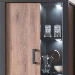 Wohnen Wohnzimmer Schrank mit Glas & offenen Fächern - Dudleys