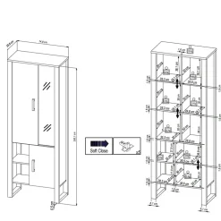 Wohnen Wohnzimmer Schrank mit Glas & offenen Fächern - Dudleys