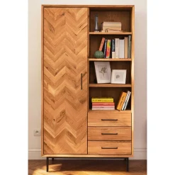 Wohnzimmer Schrank mit Tür Fischgrät Optik - Kerfa^Wohnen Outlet