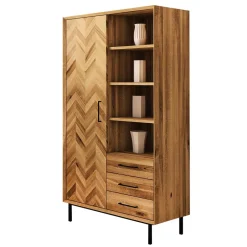 Wohnzimmer Schrank mit Tür Fischgrät Optik - Kerfa^Wohnen Outlet