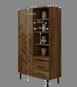 Wohnzimmer Schrank mit Tür Fischgrät Optik - Kerfa^Wohnen Outlet