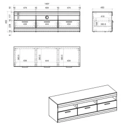 Wohnzimmer Schrank Set in Hellgrau & Zinneiche - Lioscas (vierteilig)^Wohnen New