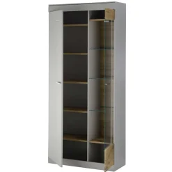 Wohnzimmer Schrank Set in Hellgrau & Zinneiche - Lioscas (vierteilig)^Wohnen New