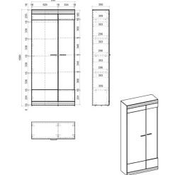 Wohnzimmer Schrank Set in Hellgrau & Zinneiche - Lioscas (vierteilig)^Wohnen New