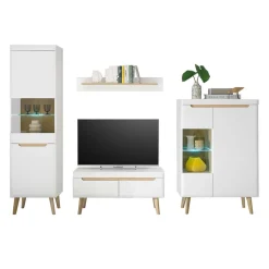 Wohnen Wohnzimmer Schrankset im Skandi Design - Ginko (vierteilig)