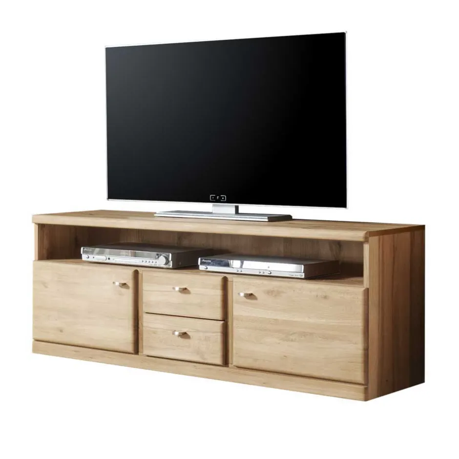 Wohnzimmer Schrankwand Smonia aus Wildeiche hell (vierteilig)^Wohnen New