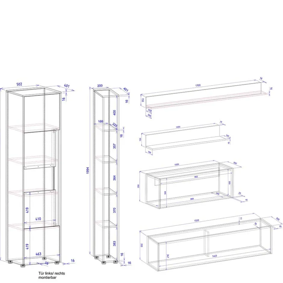 Wohnzimmer Schränke & Regale Set - Nonessia (sechsteilig)^Wohnen Clearance