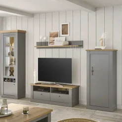 Wohnen Wohnzimmer Schränke & Regal in Lichtgrau - Buleta (vierteilig)