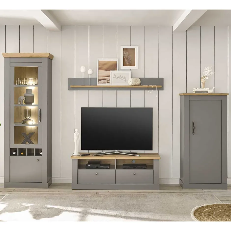 Wohnen Wohnzimmer Schränke & Regal in Lichtgrau - Buleta (vierteilig)