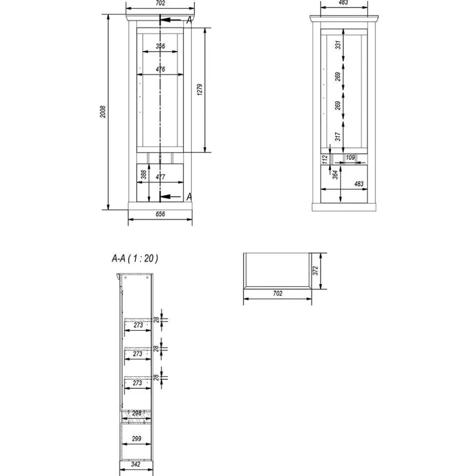 Wohnen Wohnzimmer Schränke & Regal in Lichtgrau - Buleta (vierteilig)