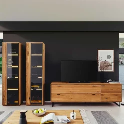 Wohnen Wohnzimmer Schränke aus Wildeiche & Metall - Flacona (dreiteilig)