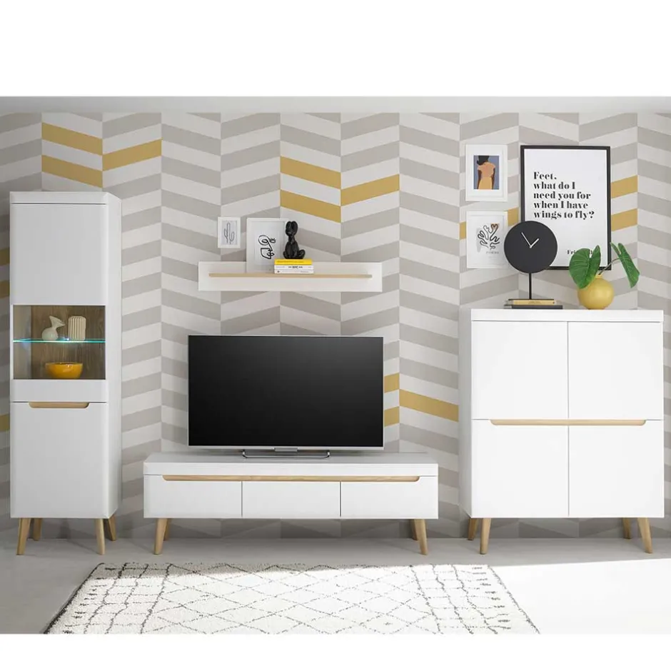 Wohnen Wohnzimmer Schränke und Wandboard Set - Ginko (vierteilig)