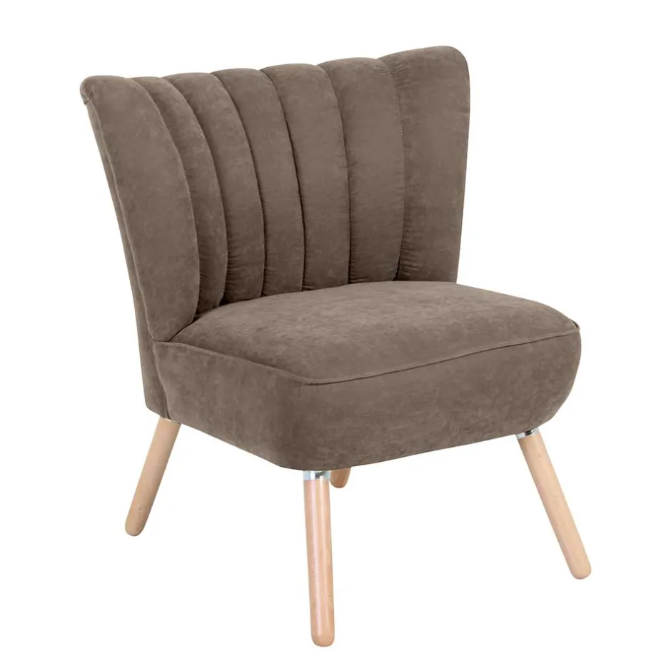 Wohnzimmer Sessel in Beigegrau Velours - Vomano^Wohnen