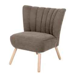 Wohnzimmer Sessel in Beigegrau Velours - Vomano^Wohnen