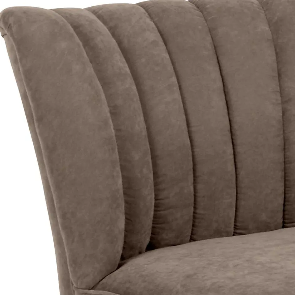 Wohnzimmer Sessel in Beigegrau Velours - Vomano^Wohnen