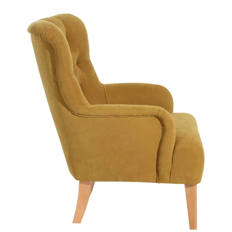 Wohnzimmer Sessel in Gelb Veloursbezug - Rosario^Wohnen Outlet