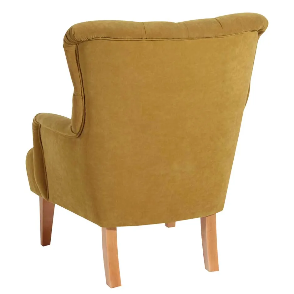 Wohnzimmer Sessel in Gelb Veloursbezug - Rosario^Wohnen Outlet