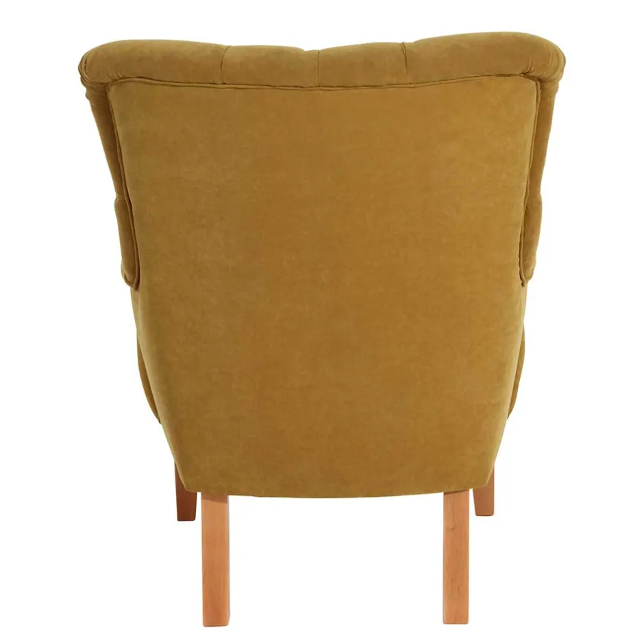 Wohnzimmer Sessel in Gelb Veloursbezug - Rosario^Wohnen Outlet