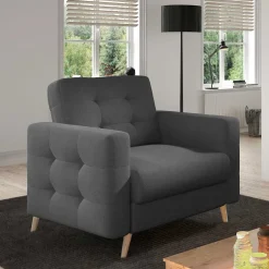 Wohnzimmer Sessel in Platingrau mit Punktsteppung - Formicas^Wohnen Discount