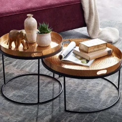 Wohnzimmer Tablett-Tische in Gold - Viborg (zweiteilig)^Wohnen Sale