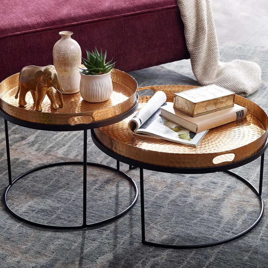 Wohnzimmer Tablett-Tische in Gold - Viborg (zweiteilig)^Wohnen Sale