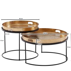 Wohnzimmer Tablett-Tische in Gold - Viborg (zweiteilig)^Wohnen Sale