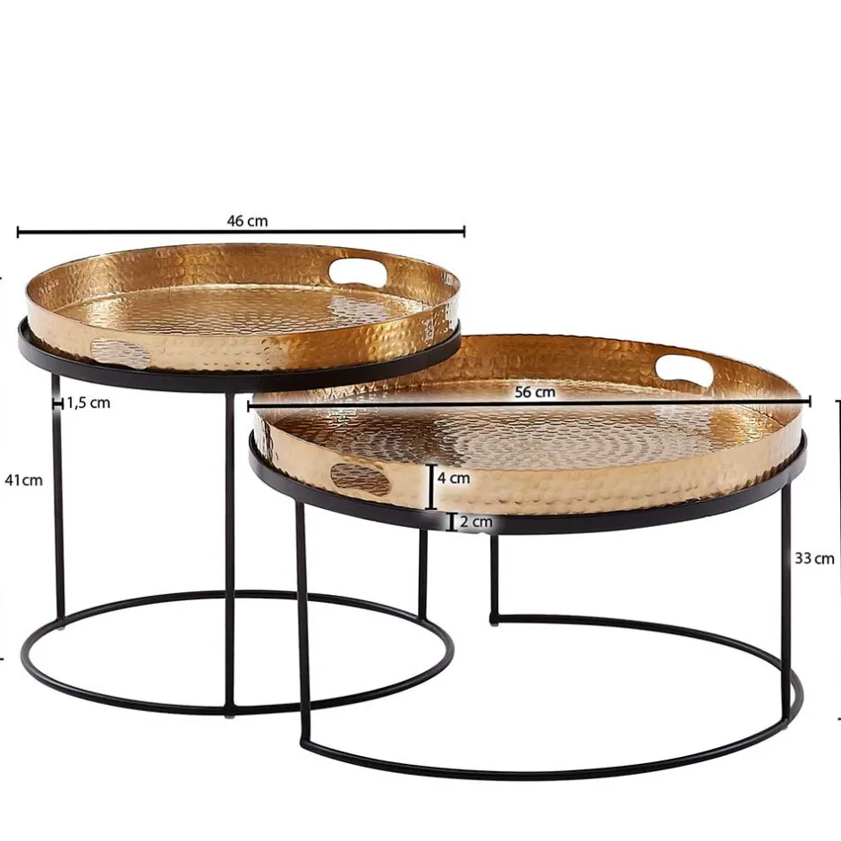 Wohnzimmer Tablett-Tische in Gold - Viborg (zweiteilig)^Wohnen Sale
