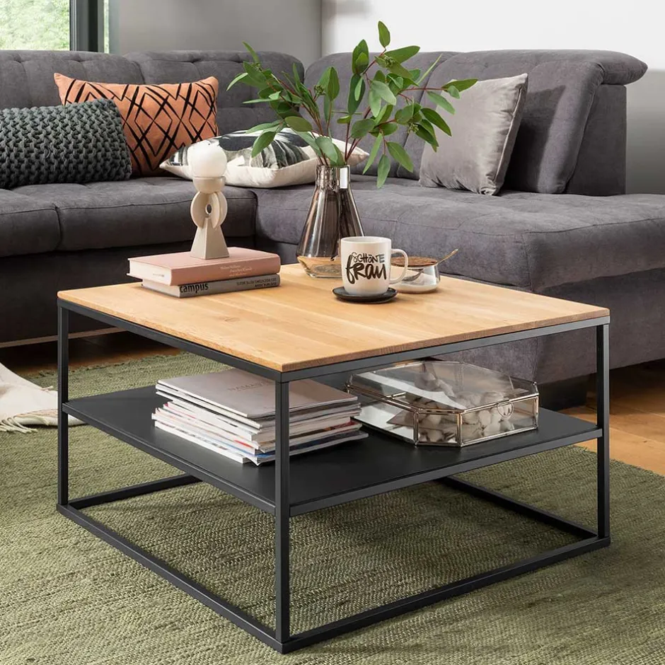 Wohnzimmer Tisch aus Eiche massiv & Metall - Sisam^Wohnen Sale