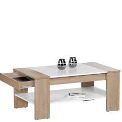 Wohnzimmer Tisch in Weiß & Sonoma-Eiche - Dranico^Wohnen New