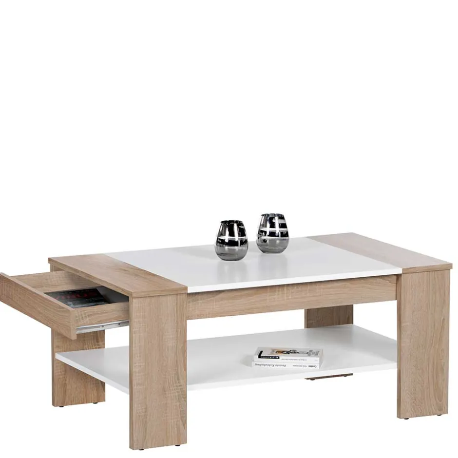 Wohnzimmer Tisch in Weiß & Sonoma-Eiche - Dranico^Wohnen New