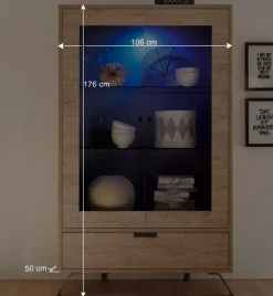 Wohnen Wohnzimmer Vitrine im Eiche Dekor - Rodonda