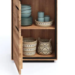 Wohnen Wohnzimmer Vitrine mit Hirnholz Applikation - Shipper