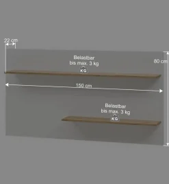 Wohnen Wohnzimmer Wandregal & TV Board - Nonessia (zweiteilig)