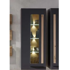 Wohnen Wohnzimmer Wandvitrine in Dunkelgrau - Svanjon